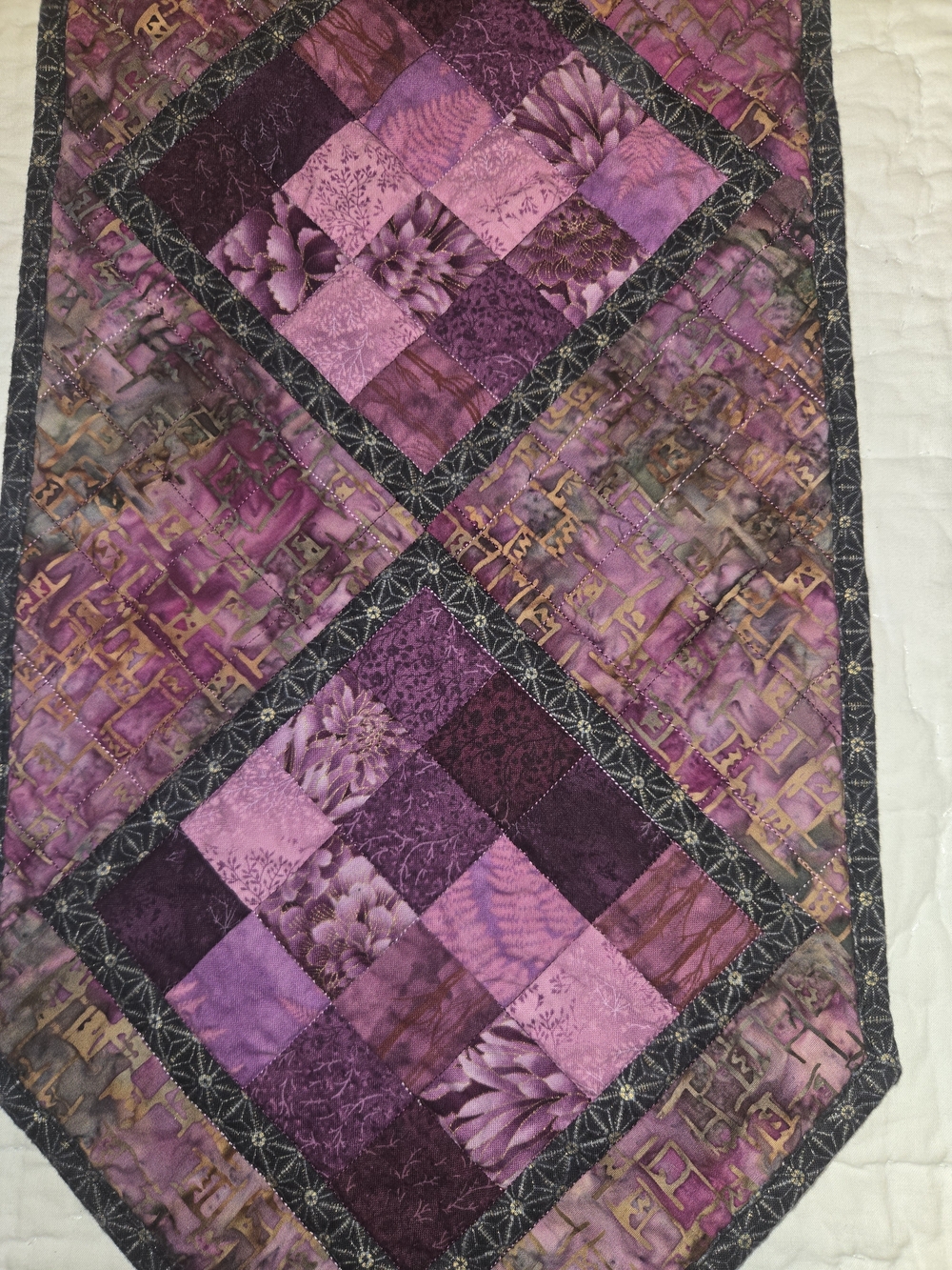 Handmade Purple Patchwork Table Runner - Picture 2 of 3
